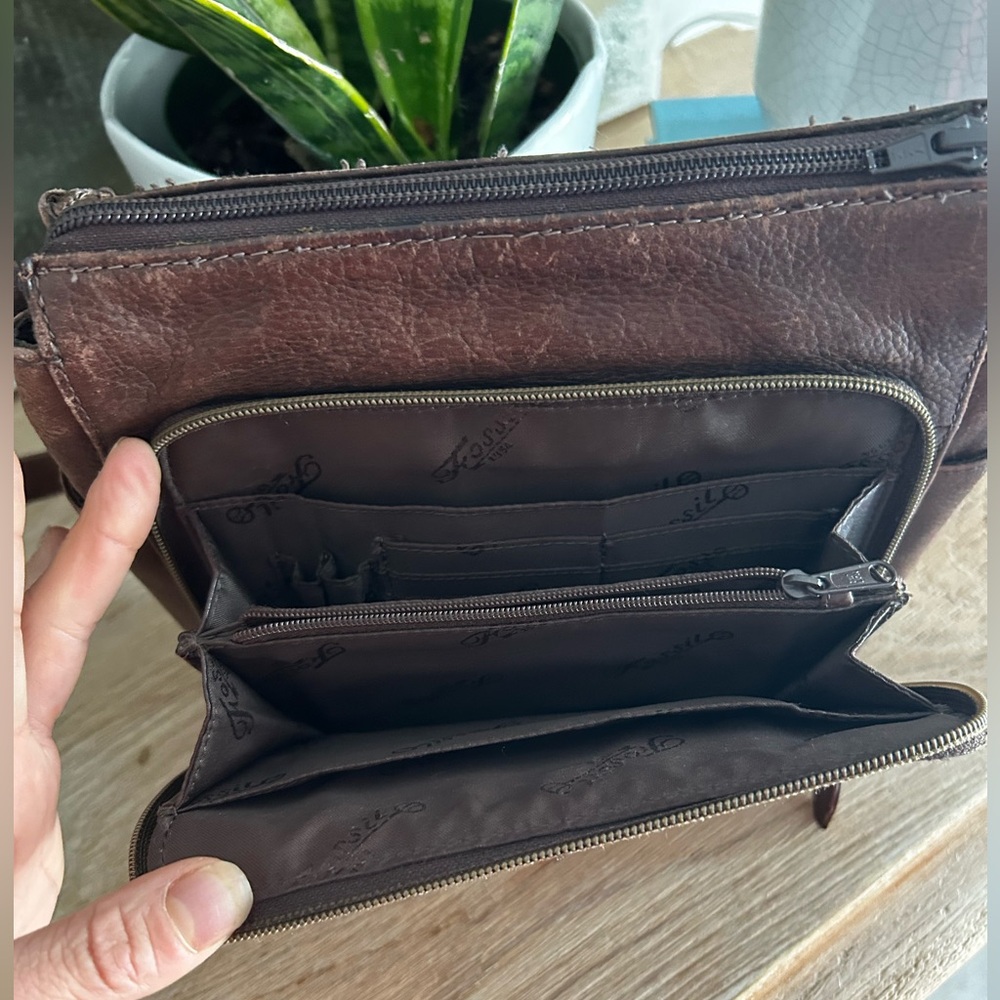 Vintage Fossil 1954 Brown Soft Pebble Leather Everyday Messenger Crossbody Bag - Picture 10 of 13